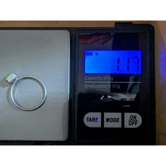 Vintage Dainty 925 Sterling Silver Minimalist Square Turquoise Bezel Set Ring - Picture 7 of 8